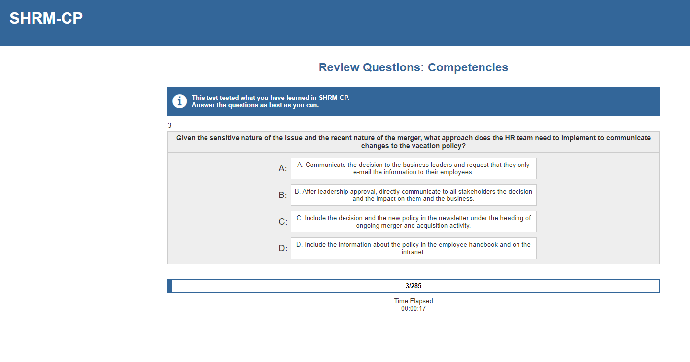 [App] SHRM-CP Offline Exam on All PC version - 1000 + Question